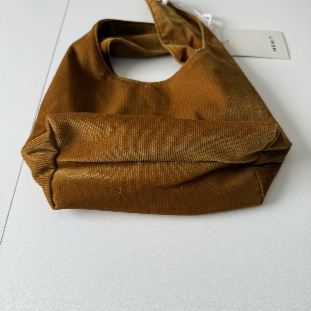 NWT Merit Corduroy Cosmetic Makeup Bag Rust‎ Orange Tie Closure